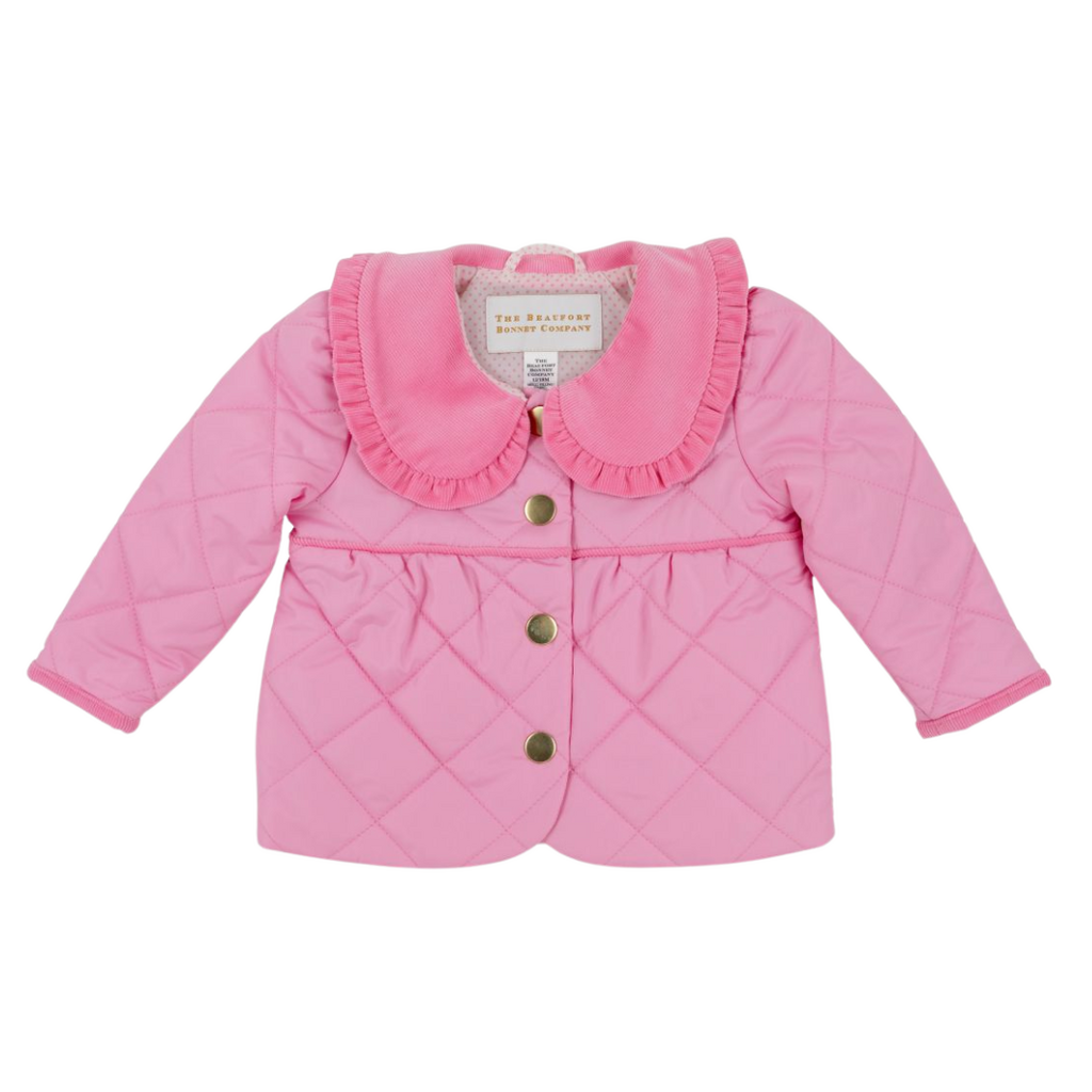 THE BEAUFORT BONNET COMPANY MAUDE'S CARLYIE QUILTED COAT Hamptons Hot Pink Microdot