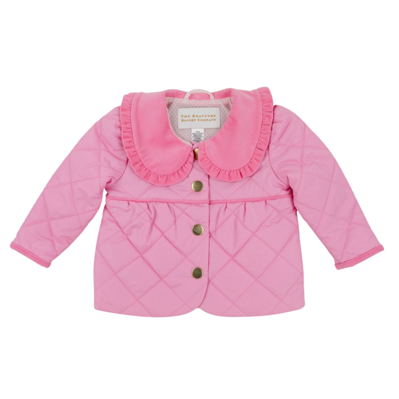 THE BEAUFORT BONNET COMPANY MAUDE'S CARLYIE QUILTED COAT Hamptons Hot Pink Microdot