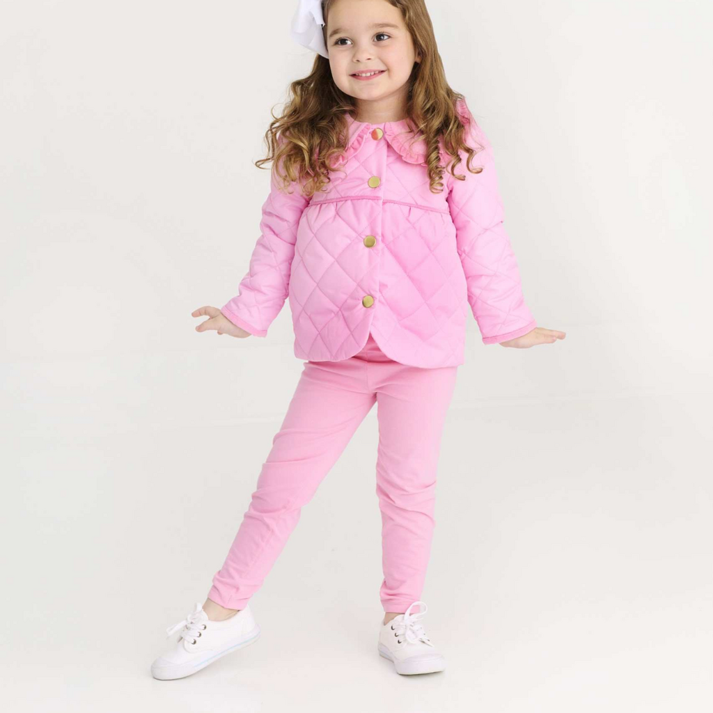 THE BEAUFORT BONNET COMPANY MAUDE'S CARLYIE QUILTED COAT Hamptons Hot Pink Microdot