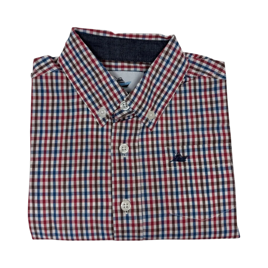 SOUTHBOUND LS Dress Shirt-Red/Navy/Brown
