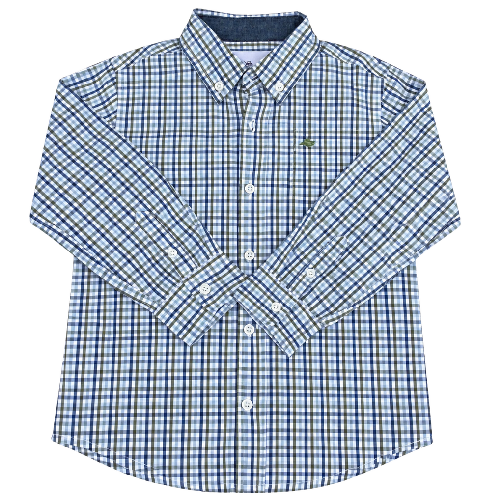 SOUTHBOUND LS Dress Shirt- Navy/Green/White