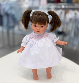 Rosalina Baby Collection Rose 10" Doll Brown Eyes w/Pigtails- White Bishop Dress