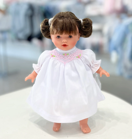 Rosalina Baby Collection Bella 10" Doll Brown Eyes w/Pigtails- White Bishop Dress