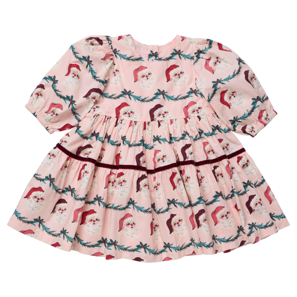 PINK CHICKEN Girls Maribelle Dress - Santa Garland