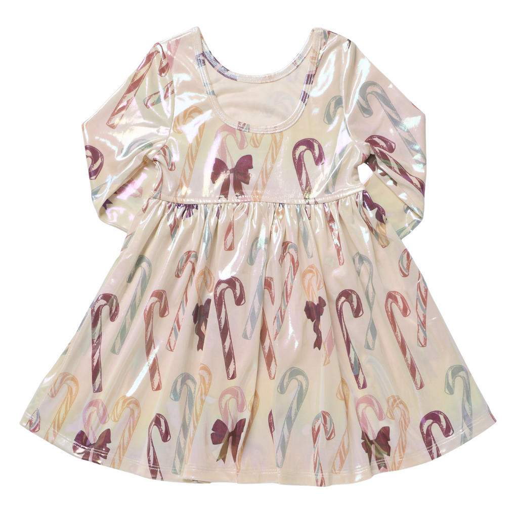 PINK CHICKEN Girls Lame Steph Dress - Antique Candy Canes
