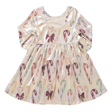 PINK CHICKEN Girls Lame Steph Dress - Antique Candy Canes