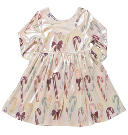 PINK CHICKEN Girls Lame Steph Dress - Antique Candy Canes