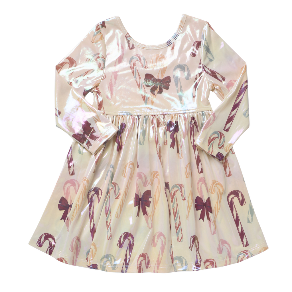 PINK CHICKEN Girls Lame Steph Dress - Antique Candy Canes