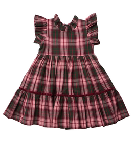 PINK CHICKEN girls jennifer dress - burgundy tartan