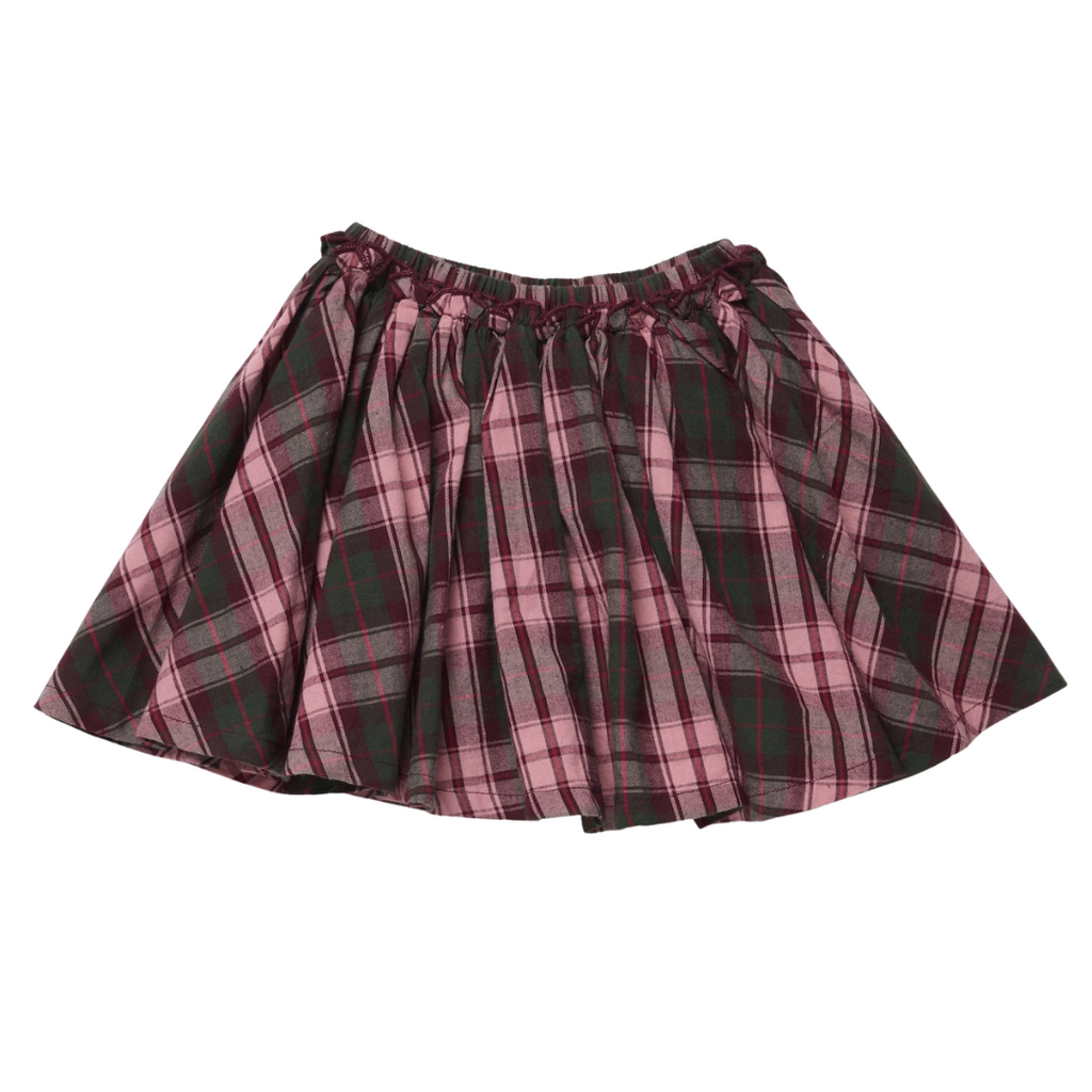 PINK CHICKEN Girls Gianna Skirt - Burgundy Tartan