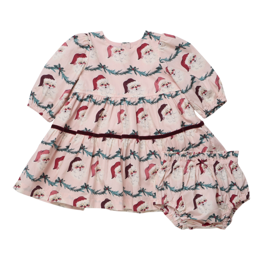 PINK CHICKEN Baby Girls Maribelle Dress Set- Santa Garland