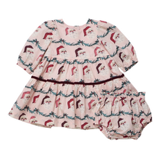 PINK CHICKEN Baby Girls Maribelle Dress Set- Santa Garland