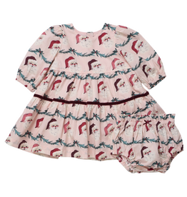 PINK CHICKEN Baby Girls Maribelle Dress Set- Santa Garland