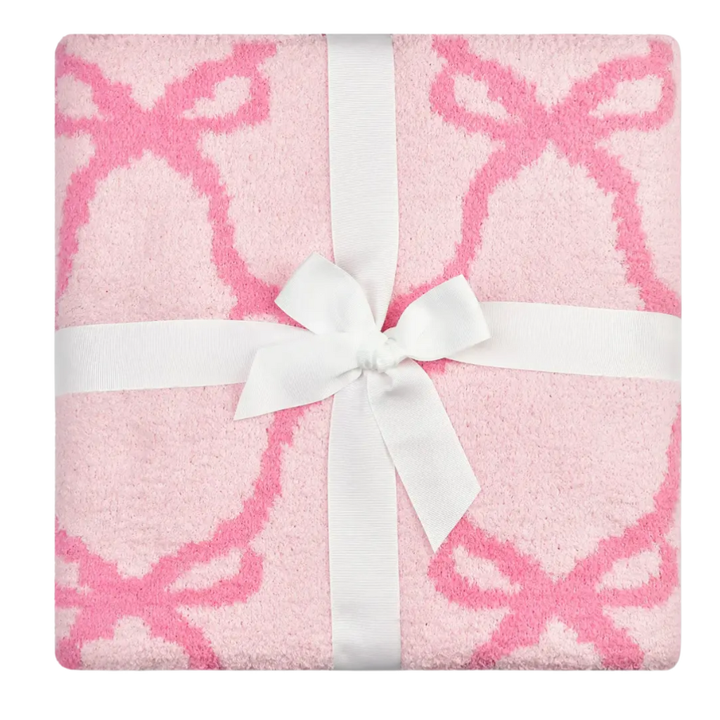 ISCREAM Sweet Trellis Bow Cozy Knit Blanket