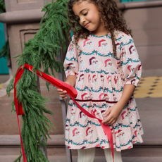 PINK CHICKEN Girls Maribelle Dress - Santa Garland