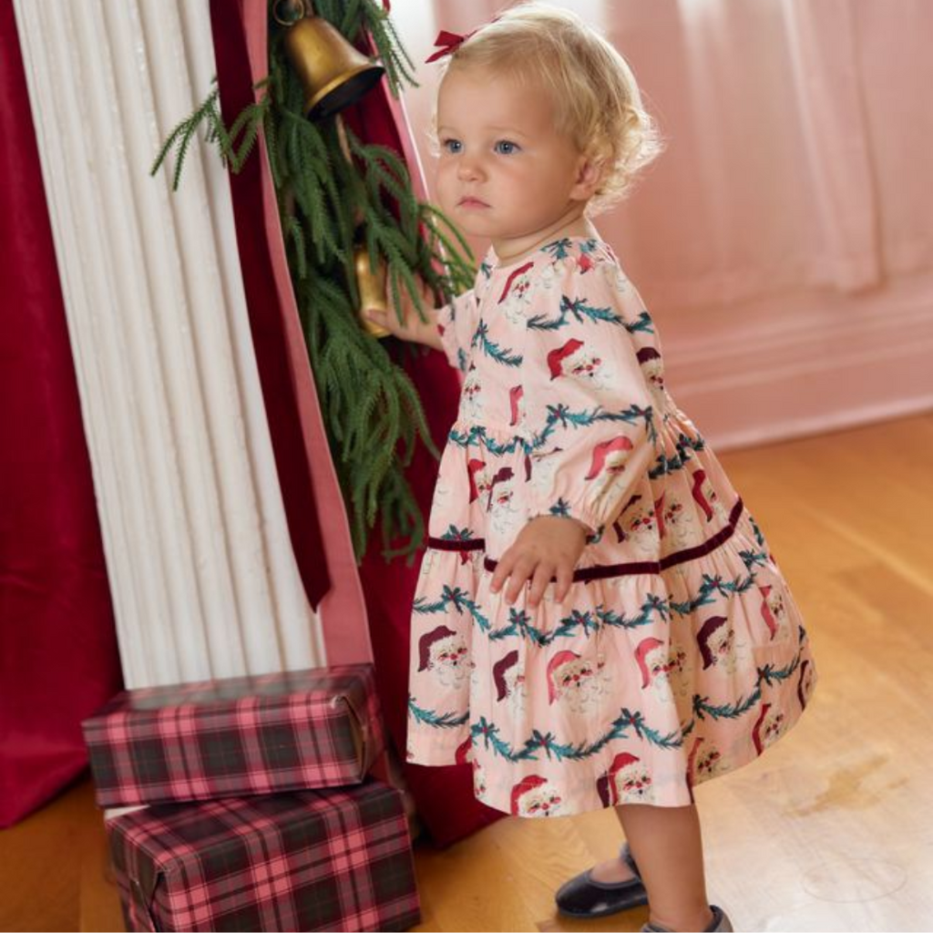 PINK CHICKEN Baby Girls Maribelle Dress Set- Santa Garland