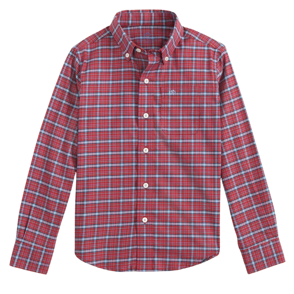 SOUTHERN TIDE Boys Chimney Creek Skipjack Sport Shirt -Salsa Red