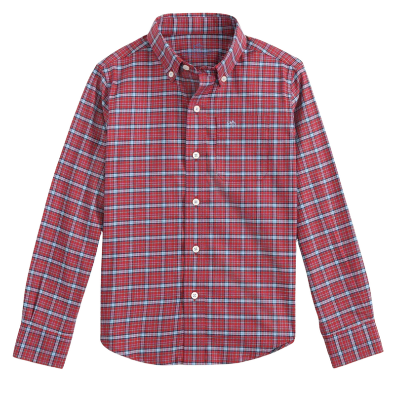 SOUTHERN TIDE Boys Chimney Creek Skipjack Sport Shirt -Salsa Red