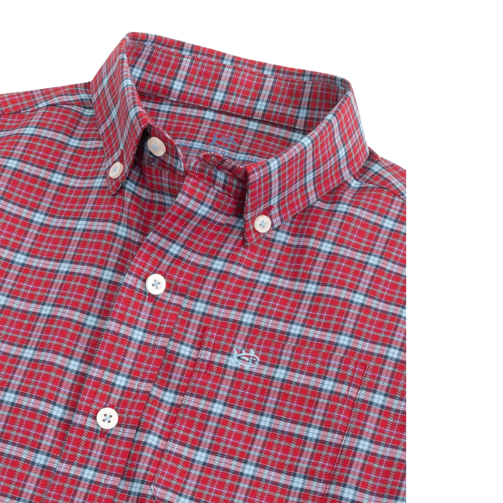 SOUTHERN TIDE Boys Chimney Creek Skipjack Sport Shirt -Salsa Red