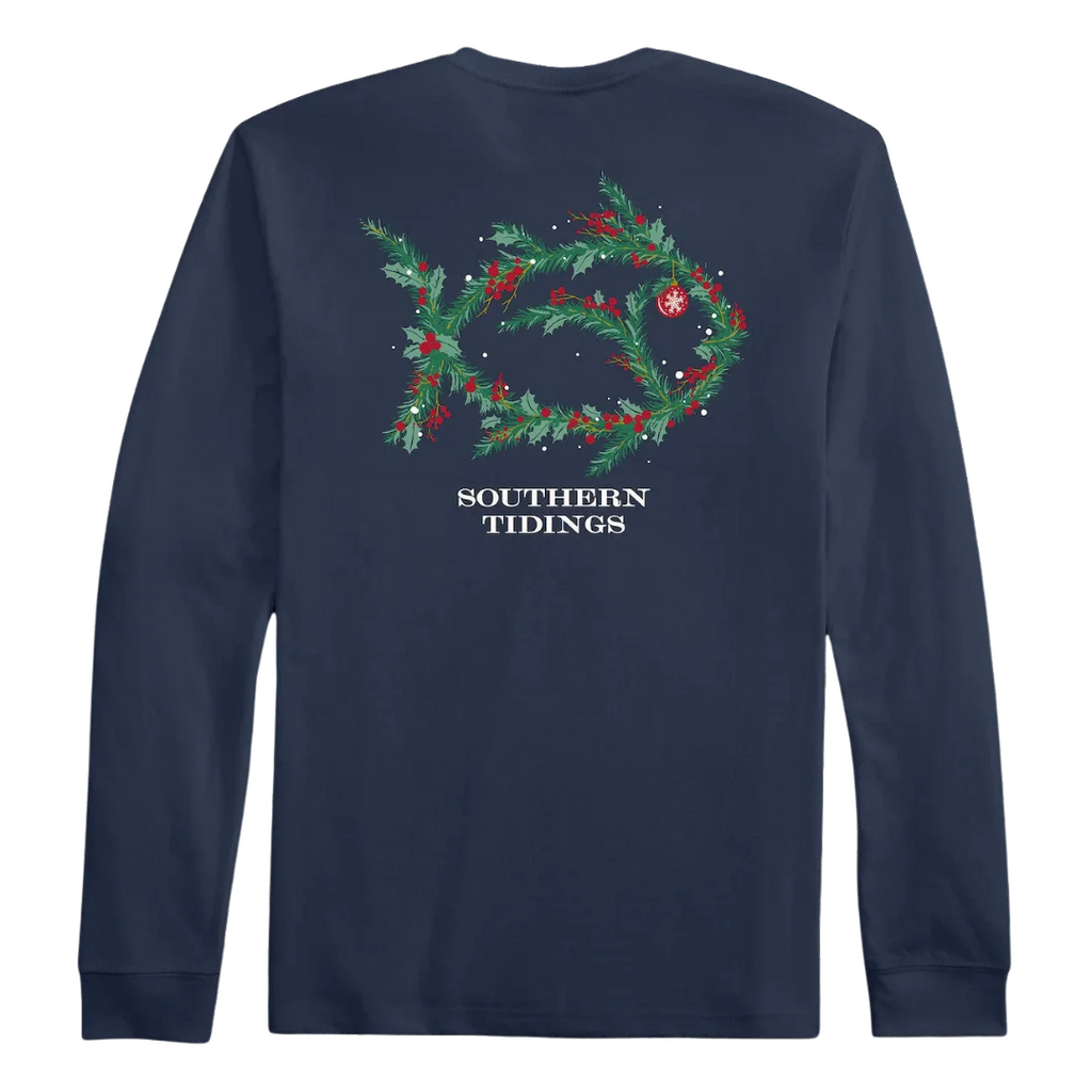 SOUTHERN TIDE Boys Holiday Skipjack Wreath Tee- Dress Blue