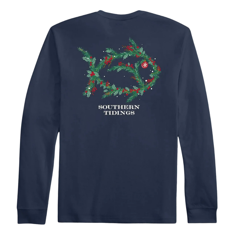 SOUTHERN TIDE Boys Holiday Skipjack Wreath Tee- Dress Blue