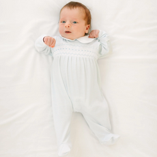 MAGNOLIA BABY Benjamin Smocked Footie - Light Blue