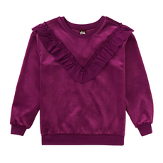 VELOUR RUFFLE TUNIC TOP - Cosmic Berry