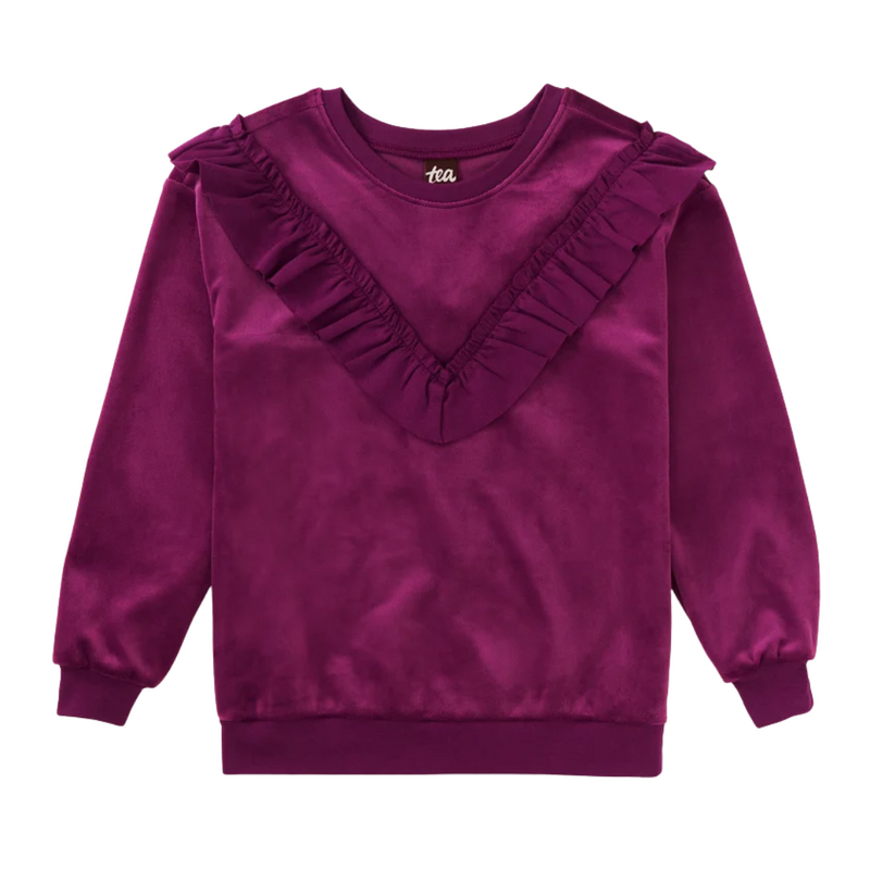 VELOUR RUFFLE TUNIC TOP - Cosmic Berry
