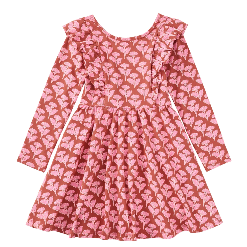 RUFFLE SHOULDER BALLET DRESS - Stamped Heirloom Floral
