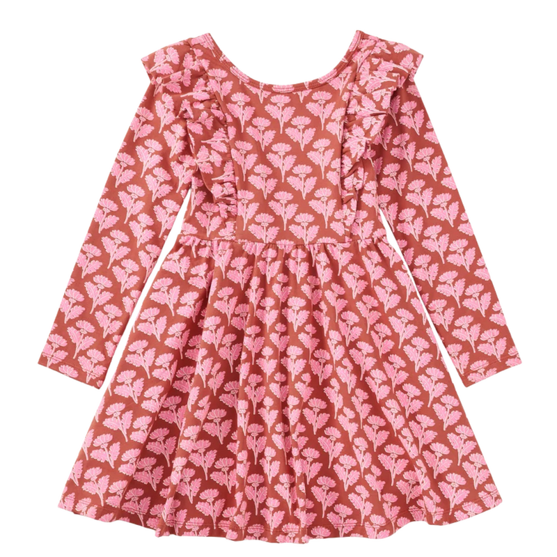 RUFFLE SHOULDER BALLET DRESS - Stamped Heirloom Floral