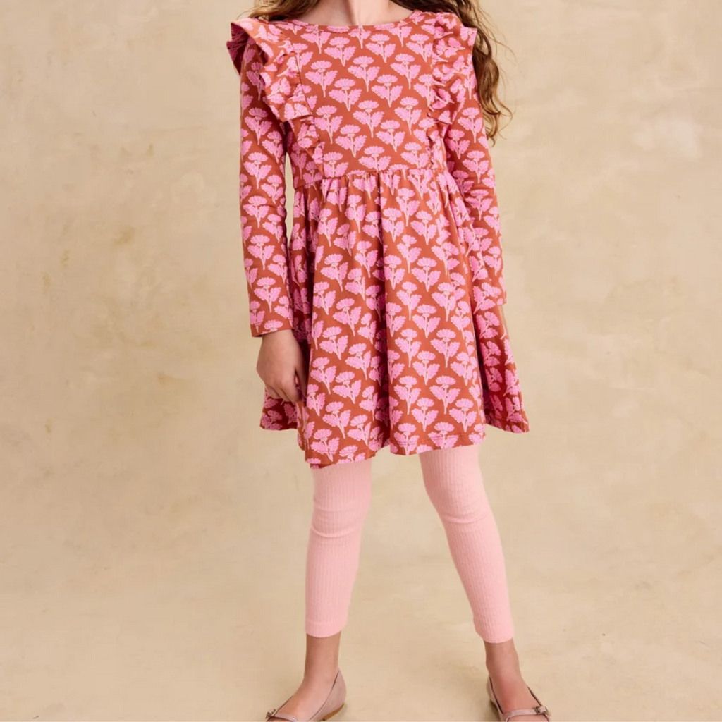 RUFFLE SHOULDER BALLET DRESS - Stamped Heirloom Floral