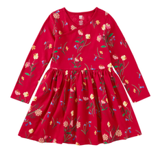 LONG SLEEVE WRAP NECK DRESS - Hollyhock Garden
