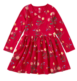 LONG SLEEVE WRAP NECK DRESS - Hollyhock Garden