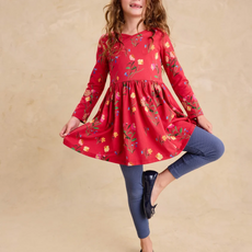 LONG SLEEVE WRAP NECK DRESS - Hollyhock Garden