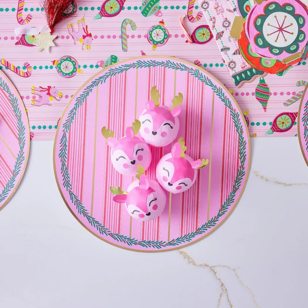 PACKED PARTY Pink Reindeer Holiday Surprise Balls (4 Count)