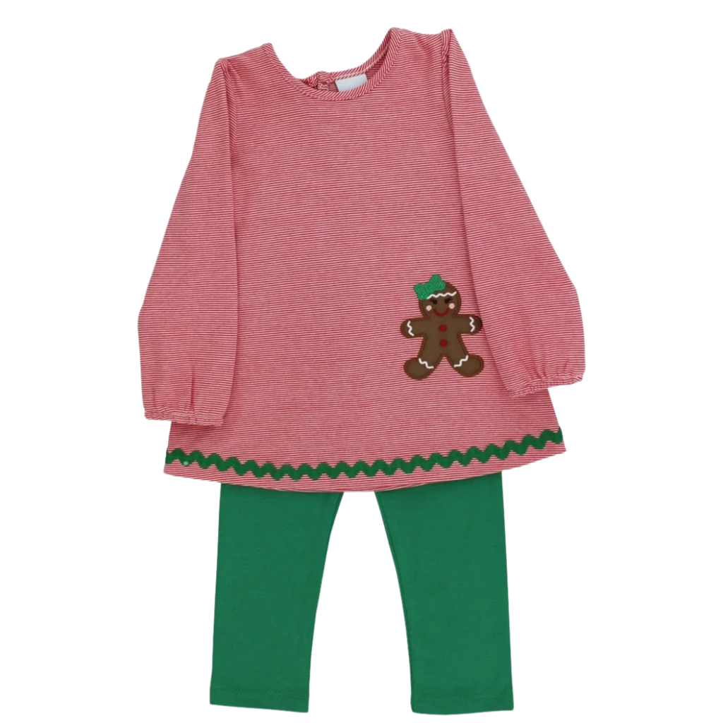BAILEY BOYS GIRL'S JOLLY GINGERBREAD-TUNIC PANT SET