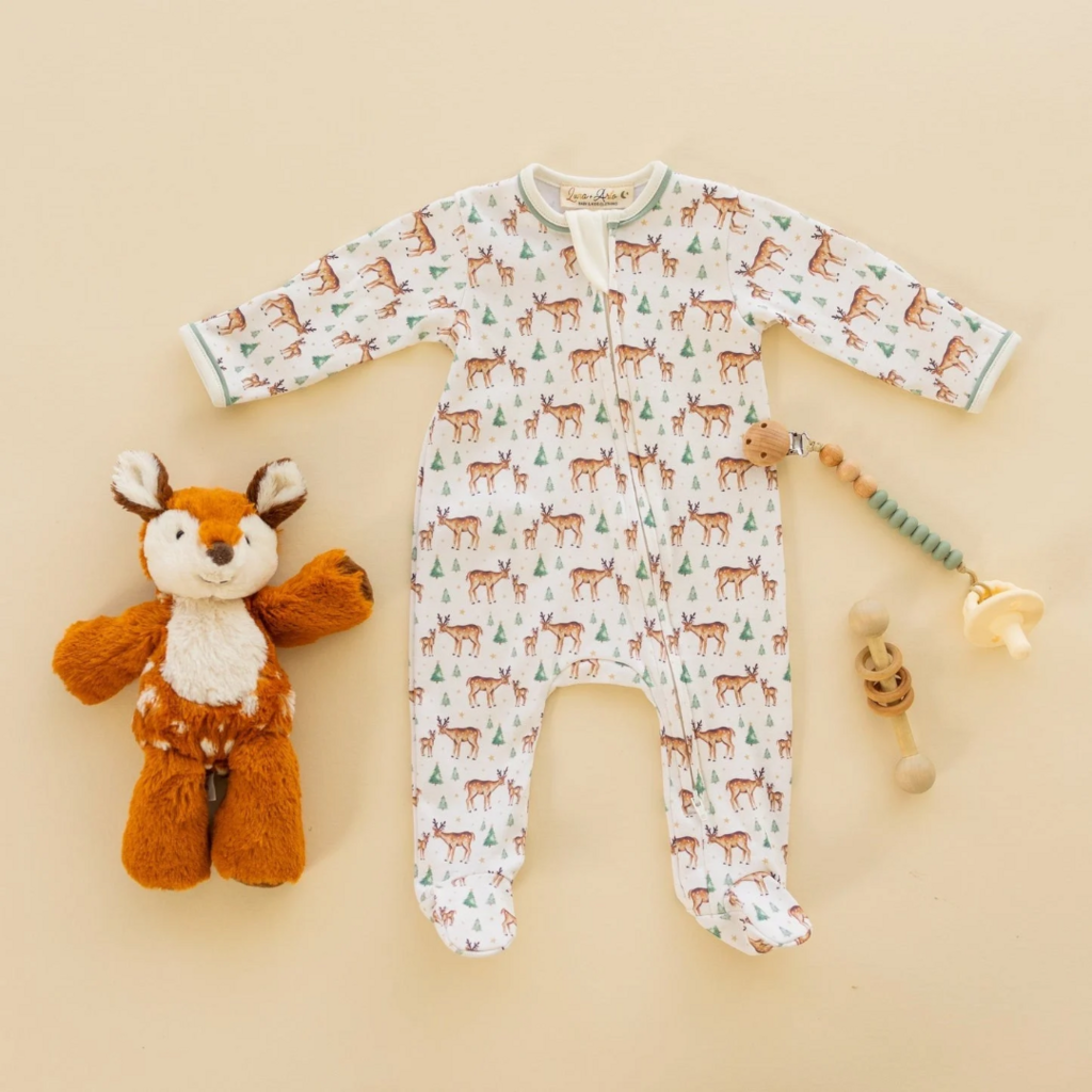 LUNA+ARLO Woodland Buck Zip Footie