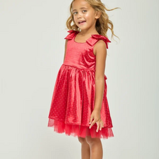 DOLLFACED KIDS THE Holiday Dress - Red w/All Over Sparkle