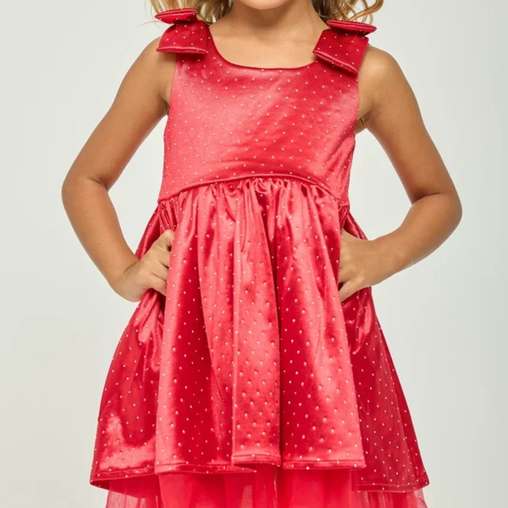 DOLLFACED KIDS THE Holiday Dress - Red w/All Over Sparkle
