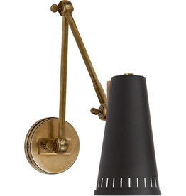 Visual Comfort Antonio Ajustable Two Arm Wall Lamp Brass w Matte Black Shade