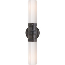 Visual Comfort Graydon Double Bath Light Bronze w White Glass