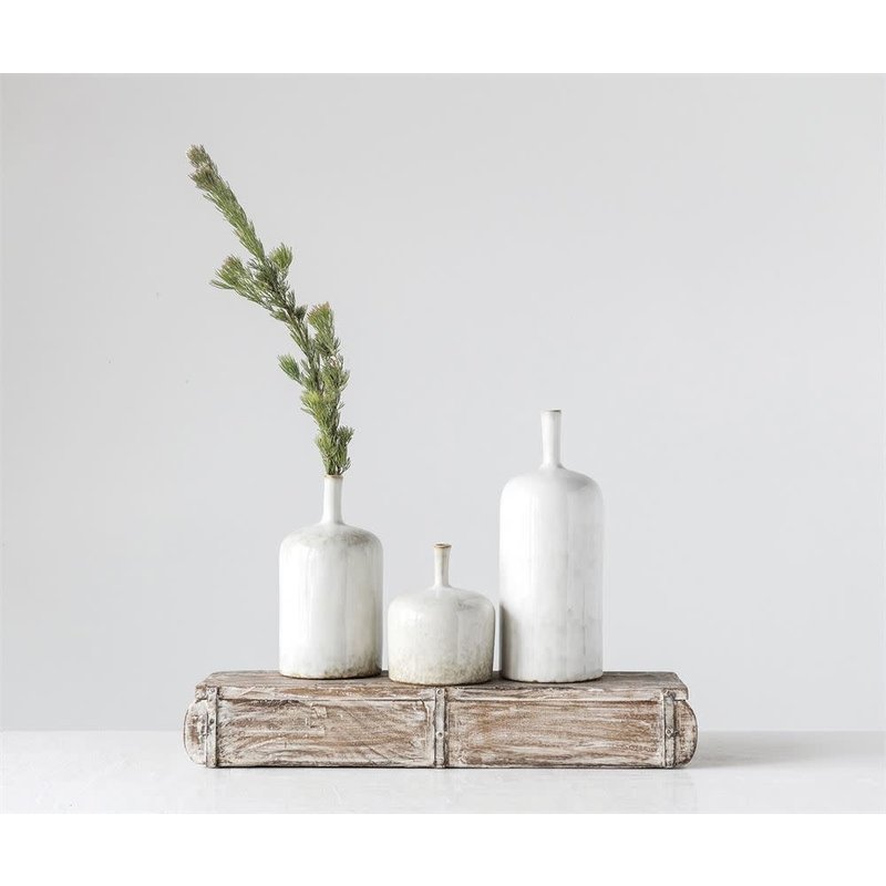 White Reactive Glaze Vase MED