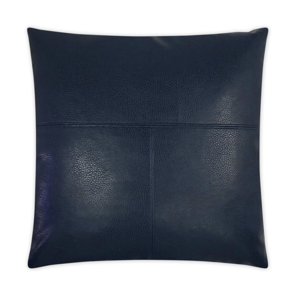 blue leather pillow