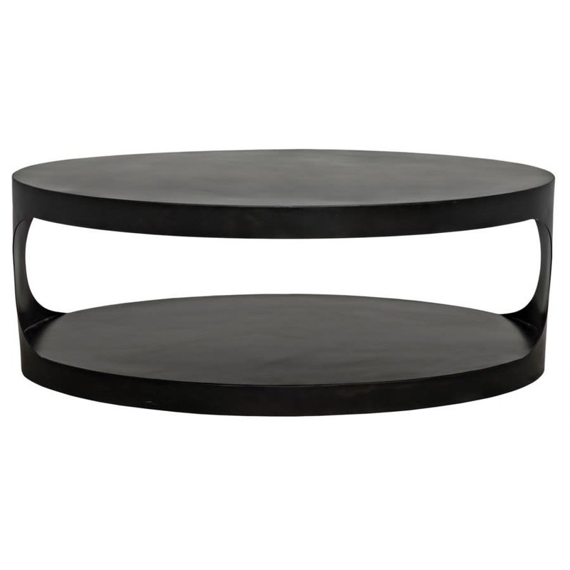 Noir Eclipse Oval Coffee Table, Black Meta