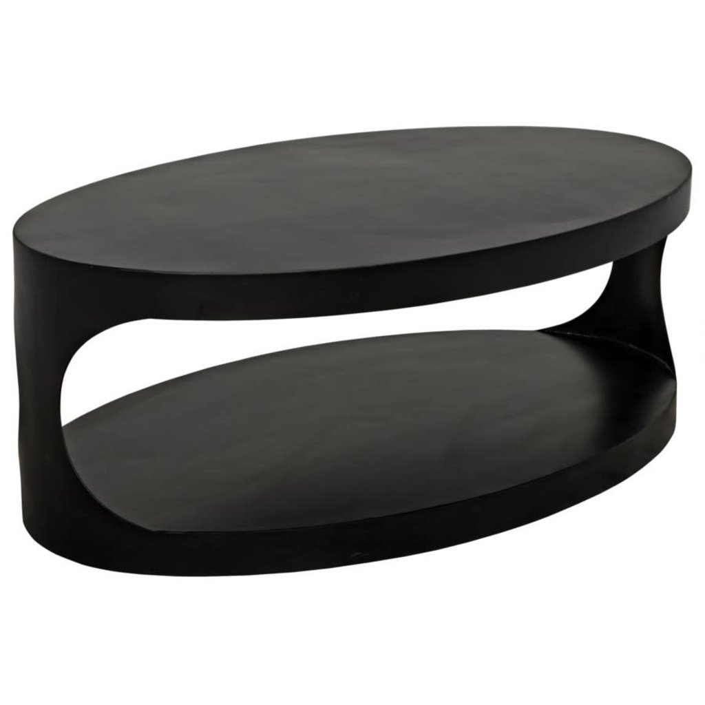 Noir Eclipse Oval Coffee Table, Black Meta