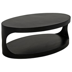 Noir Eclipse Oval Coffee Table, Black Meta