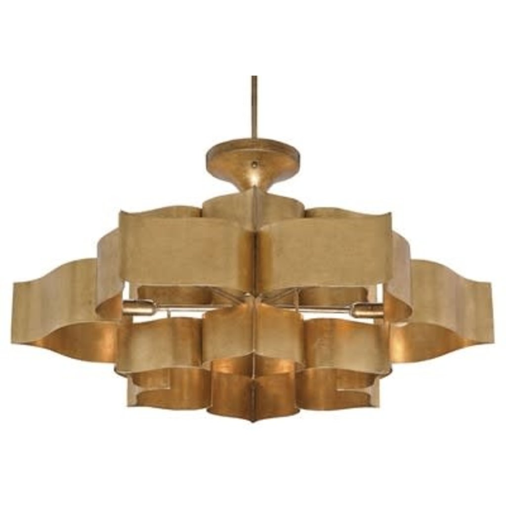 Currey & Company Grand Lotus Gold Large Chandelier H: 16'' Dia: 30''