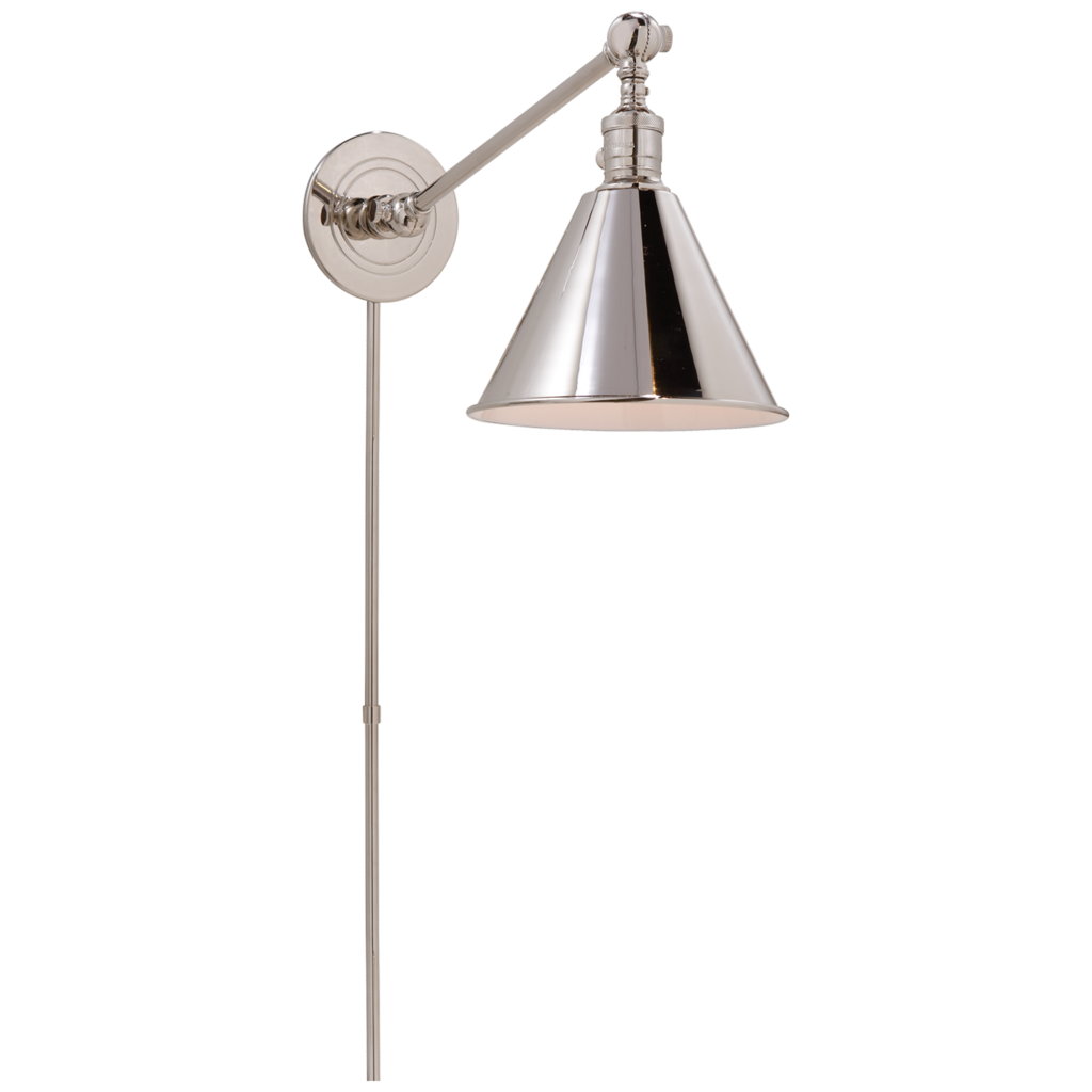 Visual Comfort Boston Functional Single Arm Library Light in Polished Nickel