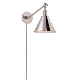 Visual Comfort Boston Functional Single Arm Library Light in Polished Nickel