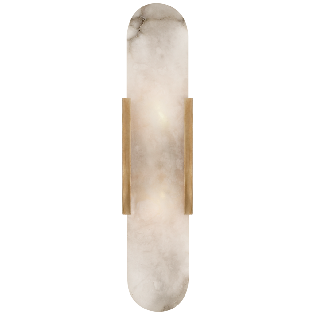 Visual Comfort Melange Elongated Sconce in Antique-Burnished Brass with Alabaster